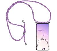 Paekear Funda Transparente con Cordón para Vivo Y28 4G - Carcasa con Cuerda y Esquinas Reforzadas con Correa - Elegante Case Cover con Collar de Cordón Cruzado, Morado