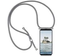 Paekear Funda Transparente con Cordón para Xiaomi Poco C71 - Carcasa con Cuerda y Esquinas Reforzadas con Correa - Elegante Case Cover con Collar de Cordón Cruzado, Gris