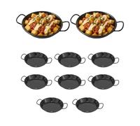 Paella Esmaltada | Pack 10 | 10x13,5x2cm | Paellera Valenciana de Acero | Raciones Individuales Mini Paellas Tapas Arroces | Paellas Grandes | Hostelería Bar Restaurantes Hoteles (10cm (10Ud))