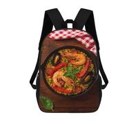 Paella with Seafood And Vegetables Mochila Escolar Para Institutos Y Colegios Informales Para Acampar, Aventuras Al Aire Libre Y Viajes Diarios 17inch