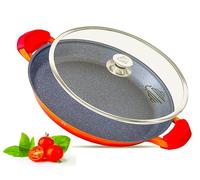 Paellera con Tapa - 32/36cm - Esencial de Cocina para Saltear, Asar a la Parrilla - Recubrimiento Antiadherente Derivado de la Piedra, Base de Acero Inoxidable, Apto para Horno (naranja, 36 CM)