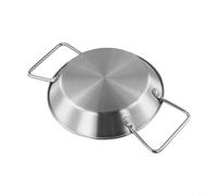Paellera de acero inoxidable con asas dobles adaptadas, cacerola de fondo plano para uso en estufas, tamaños de 18 a 32 cm, exterior pulido con espejo, utensilios de cocina resistentes al óxido (18 cm