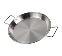 Paellera de acero inoxidable con asas dobles que se ajustan a la forma, cacerola de fondo plano para estufa, función de horno, tamaños de 18 a 32 cm, exterior pulido con espejo, utensilios de cocina