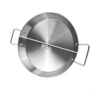 Paellera de acero inoxidable con asas ergonómicas dobles, cacerola de fondo plano para estufa de horno, tamaños de 18 a 32 cm, exterior pulido con espejo, utensilios de cocina resistentes al óxido (32