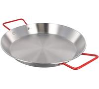Paellera De Acero Inoxidable De 20 Cm - Plato Redondo para Servir Mariscos, Doble Asa, Fondo Plano, Wok Poco Profundo - Utensilio De Cocina Ideal para El Hogar Y Restaurantes