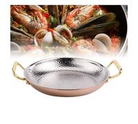 Paellera de acero inoxidable martillada con asas dobles, olla de paella de fondo, distribución uniforme del calor for salteados, sopas y pastas.(Gold,26cm)