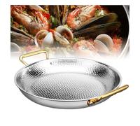 Paellera de acero inoxidable martillada con asas dobles, olla de paella de fondo, distribución uniforme del calor for salteados, sopas y pastas.(Silver,26cm)
