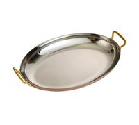 Paellera de acero inoxidable, utensilios de cocina ovalados con asas dobles para uso en el hogar, restaurante o campamento (tamaño: 36 cm, color: oro rosa)