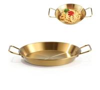 Paellera Dorada Con Asas, Paella Española De Acero Inoxidable Sartenes Voladoras Para Acampar Plato De Langosta Y Mariscos De Doble Mango Utensilios De Cocina Para Paella Para Restaurante En Casa