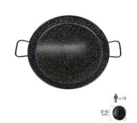 Paellera - esmaltada, 42 cm de diámetro, ideal para 10 personas, fabricada en acero, resistente y fácil de limpiar, perfecta para cocinar.