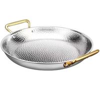 Paellera Española De Acero Inoxidable 304, Sartén Antiadherente para Mariscos con Asas Dobles, Utensilio De Cocina Compatible con Inducción para Uso Doméstico Y En Restaurantes. Silver 20cm