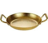 Paellera Española De Acero Inoxidable 304, Sartén Antiadherente para Mariscos con Asas Dobles, Utensilio De Cocina Compatible con Inducción para Uso Doméstico Y En Restaurantes. Gold 20cm