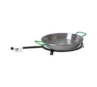 Paellero Marjal para Exterior: Paellera de Acero Pulido con Asas Reforzadas + Quemador de Gas Esmaltado Certificado a Juego - Paellera Ø30 cm Apta Inducción (4 Raciones) + Quemador Ø30 cm 1 Fuego