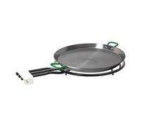 Paellero Marjal para Exterior: Paellera de Acero Pulido con Asas Reforzadas + Quemador de Gas Esmaltado Certificado a Juego - Paellera Ø60 cm (20 Raciones) + Quemador Ø60 cm 3 Fuegos