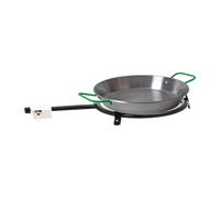 Paellero Marjal para Exterior: Paellera de Acero Pulido con Asas Reforzadas + Quemador de Gas Esmaltado Certificado a Juego - Paellera Ø30 cm (4 Raciones) + Quemador Ø30 cm 1 Fuego