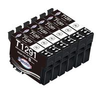 Paeolos T1291 Negro Cartuchos de Tinta de Repuesto para Epson T1291 (compatibles con Epson Stylus SX435W SX235W SX420W SX230 SX425W SX440W SX445W Epson Stylus Office BX535wd, 6 Unidades)