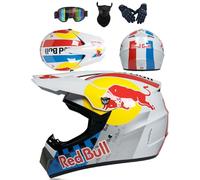 PAESCOY Casco De Motocross para Juvenil Y Adultos, Casco De Motocicleta Juvenil, Casco De Cross, Casco Integral para Todoterreno, Descenso, Certificado Dot con Gafas Máscara Y Guantes,White-S