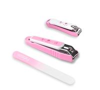 PAFASON Juego de Cortaúñas Ultra Afilado con Lima de Uñas de Vidrio, Recortador Cortador para Uñas de Manos y Pies, Acero Inoxidable, Cuchilla Curvada, Robusto, Capturador de Uñas, Hombres y Mujeres