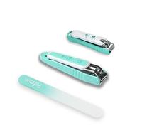 PAFASON Juego de Cortaúñas Ultra Afilado con Lima de Uñas de Vidrio, Recortador Cortador para Uñas de Manos y Pies, Acero Inoxidable, Cuchilla Curvada, Robusto, Capturador de Uñas, Hombres y Mujeres