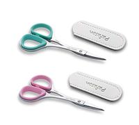 PAFASON Pequeñas Conjunto Tijeras Cutículas, 2 Piezas Multiusos Punta Curva Recta Precisión Manicura Pedicura Belleza Aseo Herramienta para Uña Pies Seca, Estuche Cuero Premium