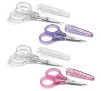 PAFASON Punta Afilada Manualidades Tijeras Set 4 PC Recto Curvado para Scrapbooking Acolchar Coser Tejer Bordado Punto de Cruz Ganchillo Hilo Papel Detalle Cortar Acero Inoxidable Seguridad Estuche