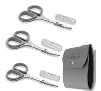 PAFASON Tijeras de Acero Inoxidable para Bigote para Barba faciales para Vello Nasal con Cubierta de Seguridad y Estuche de Cuero Premium