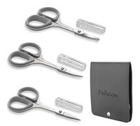PAFASON Ultra Afilado Barba para Tijeras Set, Alta Precisión Recto Curvo Redonda Punta Bigote Facial Nariz Pelo Recorte Herramienta, Acero Inoxidable, Seguridad Estuche, Premium Cuero Bolsa