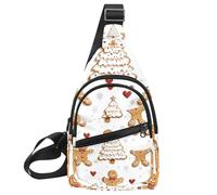 PAFEFO Gingerbread Cookies Holly Leaves Candy C (3) Mochila bandolera ajustable, bolsa de hombro cruzada para viajes, senderismo, Multicolor 18, 11.8x7x1.5in/30x18x4cm
