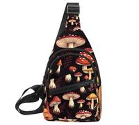 PAFEFO Mochila pequeña bandolera cruzada, bolsa de pecho, mochila de día, diferentes hongos brillantes (3), Multicolor 01, 11.8x7x1.5in/30x18x4cm