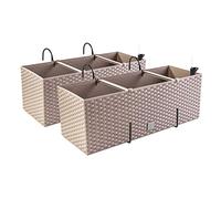 PAFEN - 2 maceteros en aspecto de ratán con soportes, indicador de nivel de agua para balcón, jardineras