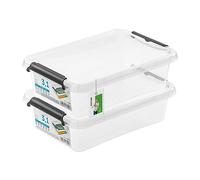 PAFEN 2x caja de almacenaje con tapa, 3,1l - 30x20,5x8cm - SET contenedores de almacenaje cajas transparentes cajas apilables de almacenaje con clips de cierre contenedores de plástico
