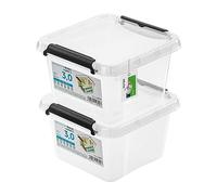 PAFEN 2x caja de almacenaje con tapa, 3l - 20x20x12cm - SET contenedores de almacenaje cajas transparentes cajas apilables de almacenaje con clips de cierre contenedores de plástico