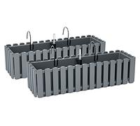 PAFEN 2X Macetero para Flores con Soportes - 58 x 18 x 16,2 cm - Sistema De Riego para Macetas Balcón Jardineras para Macetas, Gris