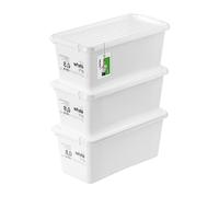 PAFEN 3x caja de almacenaje con tapa transparente 8l - 40x20x16,5cm - Cajas Almacenaje Cajas apilables con clips de cierre Contenedores de plástico Cajas para ropa Organizador | Blanco