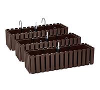 PAFEN 3X Macetero para Flores con Soportes - 58 x 18 x 16,2 cm - Sistema De Riego para Macetas Balcón Jardineras para Macetas, Marrón