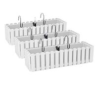 PAFEN 3X Macetero para Flores con Soportes - 58 x 18 x 16,2 cm - Sistema De Riego para Macetas Balcón Jardineras para Macetas, Blanco
