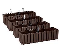 PAFEN 4X Macetero para Flores con Soportes - 58 x 18 x 16,2 cm - Sistema De Riego para Macetas Balcón Jardineras para Macetas, Marrón