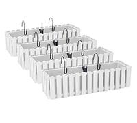 PAFEN 4X Macetero para Flores con Soportes - 58 x 18 x 16,2 cm - Sistema De Riego para Macetas Balcón Jardineras para Macetas, Blanco