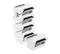 PAFEN 5x caja de almacenaje con tapa, 0,5l - 15x9,5x6,5cm - SET contenedores de almacenaje cajas transparentes cajas apilables de almacenaje con clips de cierre contenedores de plástico