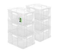 PAFEN 6x Euro caja apilable 28l - 43 x 35 x 24 cm - contenedor de almacenamiento Euro-box caja apilable transparente transporte Euro contenedor de PP