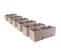 PAFEN 6X maceteros con aspecto de ratán, con soportes, jardineras para balcón, jardineras, color moca