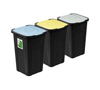PAFEN Cubo de Basura Grande de 50 Litros Con Tapa - Juego de 3 Cubos 550 x 365 x 370 mm - Separador de Residuos