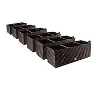 PAFEN Umbra - Juego de 6 jardineras para balcón, aspecto de ratán, 4 colores, indicador de nivel de agua