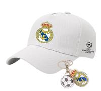 PAGAMADU Gorra Real Madrid. Unisex Equipo de Futbol. Gorra con Visera. Visera Real Madrid para Aficionados al Club. Regalo Llavero.