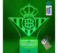 PAGAMADU Lámpara LED 3D decorativa futbol con 16 colores y control remoto. Regalo niños y adultos. Lampara Escudo de futbol. Vive la magia de tu equipo en tu habitación. Regalo llavero (Betis)