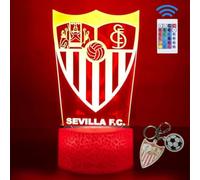 PAGAMADU Lámpara LED 3D decorativa futbol con 16 colores y control remoto. Regalo niños y adultos. Lampara Escudo de futbol. Vive la magia de tu equipo en tu habitación. Regalo llavero (Sevilla)