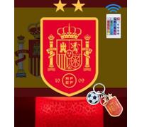 PAGAMADU Lámpara LED 3D España con 16 colores y control remoto. Regalo niños y adultos. Lampara Escudo España. Vive la magia de tu equipo en cada rincón de tu habitación. Regalo llavero. (ESPAÑA)