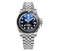 Pagani Design 1651 Reloj automático para Hombre NH35 mecánico de Acero Inoxidable con Bisel Giratorio de Cristal de Zafiro Reloj automático Luminoso Resistente al Agua hasta 100 m（Azul Oscuro-5）