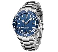 Pagani Design 1667 Reloj Automático de Buceo de Moda para Hombre Movimiento NH35 Bisel Giratorio de Cerámica Impermeable Caucho de Nylon Deporte de Negocios Reloj (acero Inoxidable Azul)