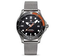 Pagani Design 1667 Reloj Automático de Buceo de Moda para Hombre Movimiento NH35 Bisel Giratorio de Cerámica Impermeable Caucho de Nylon Deporte de Negocios Reloj (Negro/Naranja-Malla)